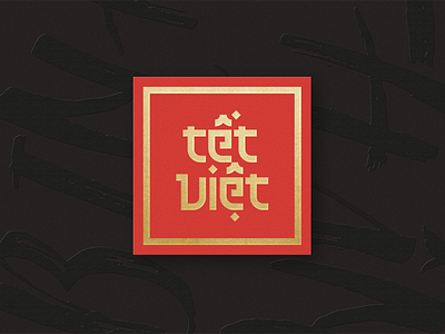 Tet Viet asian foil line lunar new red tet traditional type typography vietnamese year