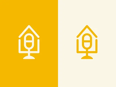 Mic + House home house icon logo mic microphone residence speaker talk