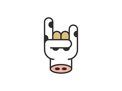 Wisconsin Rocks cow hand icon illustration logo music rock rock on wisconsin