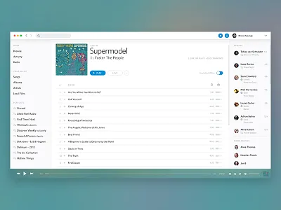 Rdio Skin for Spotify app design flat interface music rdio skin spotify stream ui