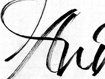 An Detail brush pen calligraphy hand lettering logo lettering process