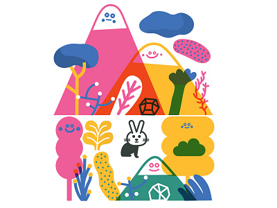 Happyrabbit ddidak design diegomarmolejo illustration illustrator mountains nature print rabbit vector