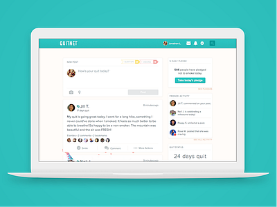 QuitNet feed post product design social