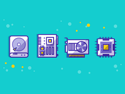 Hardware Icons cd chip computer drive graphic card hard hardware icon illustration motherboard pc tech