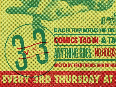 Off the Ropes Comedy Show Poster brewery comedy grunge halftone overlaps overprint photoshop poster punk rock screen print wrestling