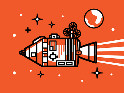 Deep Space 60s 70s apollo illustration nasa orange space