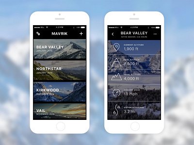 Mavrik - Adventure App adventure app ios mobile mountain ui