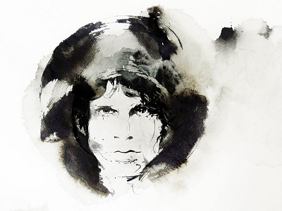 Jim Morrison 27 brush club illustration ink jim mix morrision water