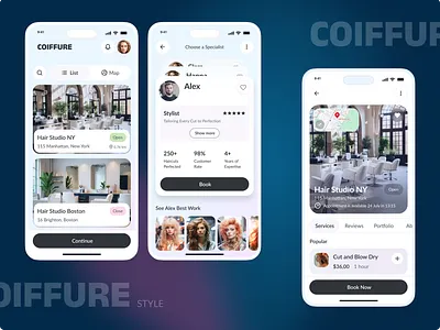 Coiffure - Booking app app booking figma mobile platform stylist ui ux