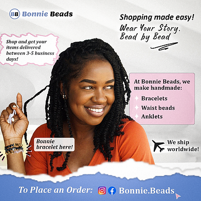 Social media post for bonnie beads ad advert aesthetic branddesign branding design discover explore fyp graphic design graphicdesigner minimalist productdesign promo simple socialmediapost