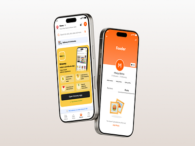 fooder app 10 mins app app branding design e commerce food delivery app home screen online shopping