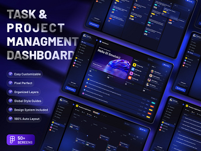 Taske - Project & Task Management Dashboard UI KIT ai app board calendar case studies dashboard design details kanban list management manager project task task board trello trending ui ux web