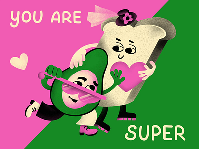 Tasty Valentine Couples: Avocado and Toast animation branding character art characters design design studio digital art digital illustration food graphic design illustration illustration art illustrator love marketing marketing illustration motion design motion graphics romantic valentine