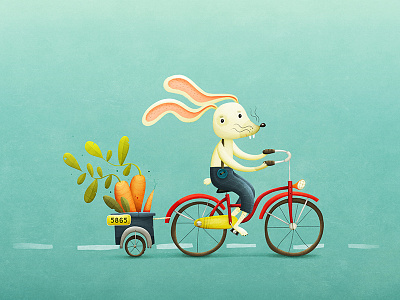 Hare wallpaper animal bike biking desktop hare illustration kids rabbit wallpaper