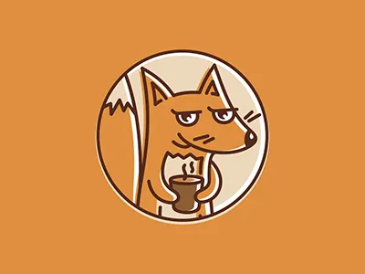 Brown Fox brown cafe coffee cunning fast food fox house logo smile