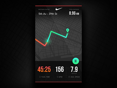 Nike Run Concept app bpm direction glow gps km map new york nike run speed time