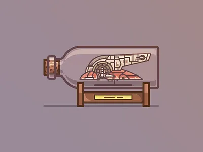 Slave One In A Bottle boba fett flat icon iconography icons illustration outline slave 1 star wars vector