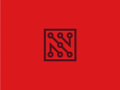 N Circuit Mark board cable circuit company logo mark n red