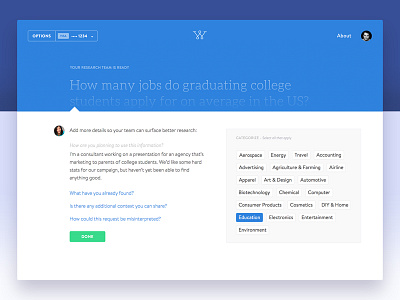 Wonder Research app design product ui ux