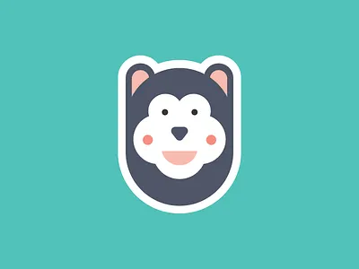 Husky Sticker bold cartoon character dog flat illustration puppy sticker