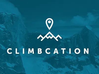Climbcation Logo branding climbing icon identity logo minimal mountains museo nature outline