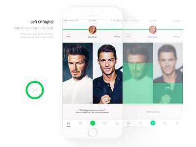 Left O' Right - User Interface application clean elect ios ios app poll survey ui user interface ux vote