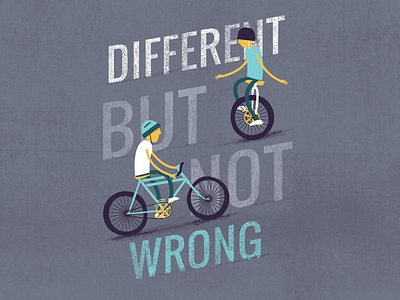 Different But Not Wrong bike blue illustration magazine purple texture type unicycle