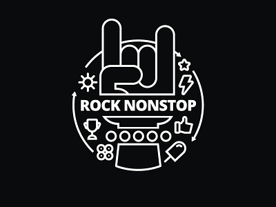 ROCK NONSTOP icon illustration kaliber linework nonstop rock tshirt