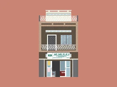 Cái Tắc Pharmacy architecture building illustration pharmacy vector vietnam