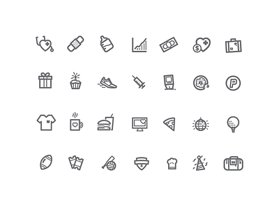 Some Work Icons bandaid bottle cake donut golf heart icon set icons pizza running tickets travel