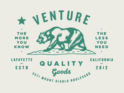 Venture Quality Goods - Shirt Design apparel bear california shirt type typography