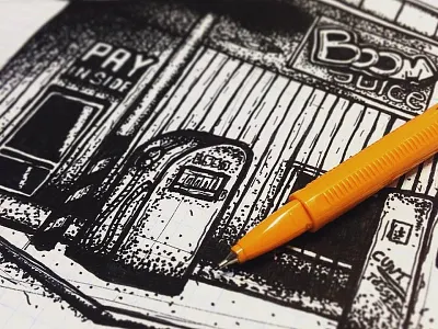 Straya Day tomorrow, ya sick cunts! bw diner fineliner gasstation handdrawn kiwi ozzie stipple straya day vb