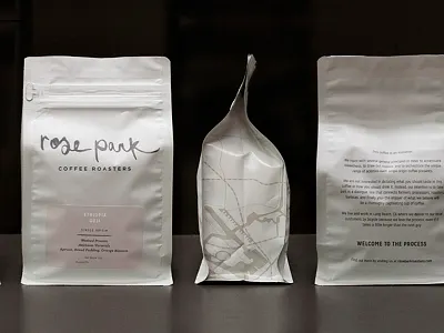 Rose Park Roasters Coffee Bag bag branding coffee logo long beach packaging