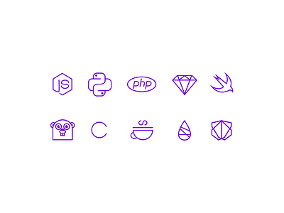 Icon set WIP c code coffee script dart elixir golang icon set js php python ruby swift