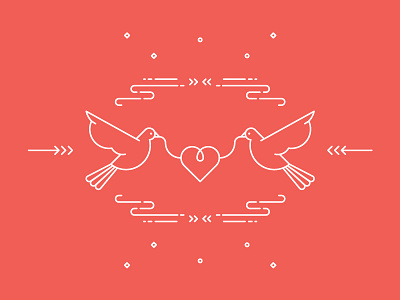 LuvBrds birds dove heart line love valentine