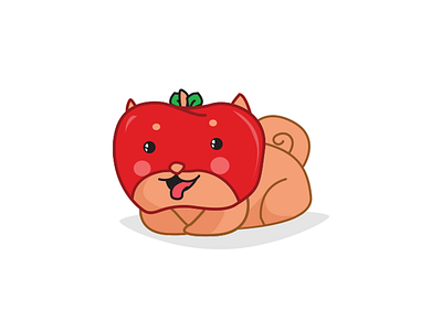 Ringoken Line Stamp apple dog line red sticker