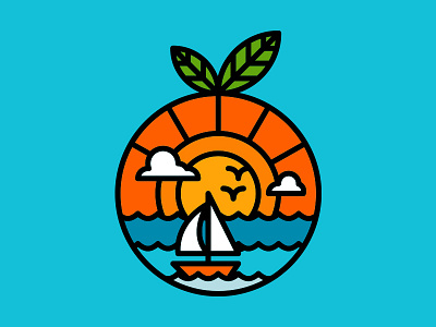 Florida beach blue florida icon line logo ocean orange sun thicklines