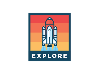 Explore badge explore gradient rocket ship space spaceship