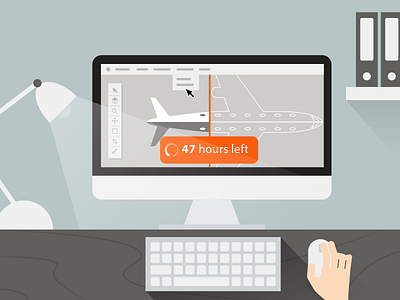 Desk Illustration flat illustration keyboard lamp plane rendering