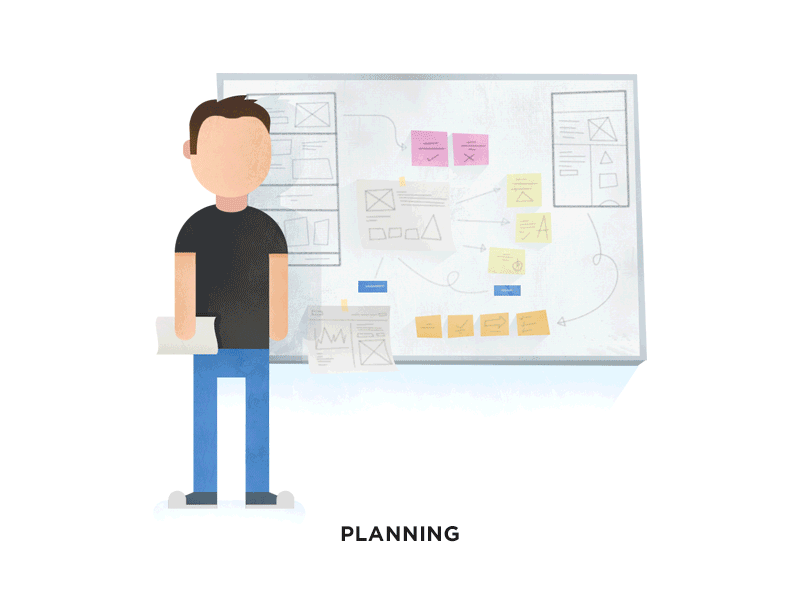 Website Process design development illustration process testing wireframing