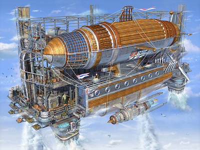 Airship 3d aircraft cgi concept art digital art dirigible plane sci fi steampunk transport design vehicle zeppelin