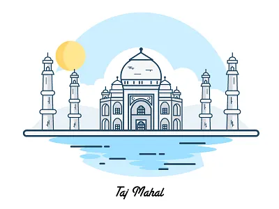 Taj Mahal: Happy republic day building drawing house illustration india line monuments taj mahal vector