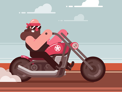 Biker bike biker chopper flat illustration motorbike motorcycle motorcyclist racer rider speed vector