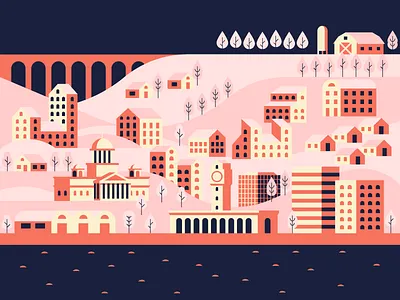 Landscaping buildings city flat illustration illustrator landscape miguelcm