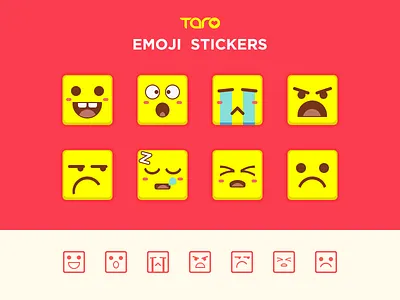 Emoji set boring cute despise expression face flat happy icon moving outline sad worry