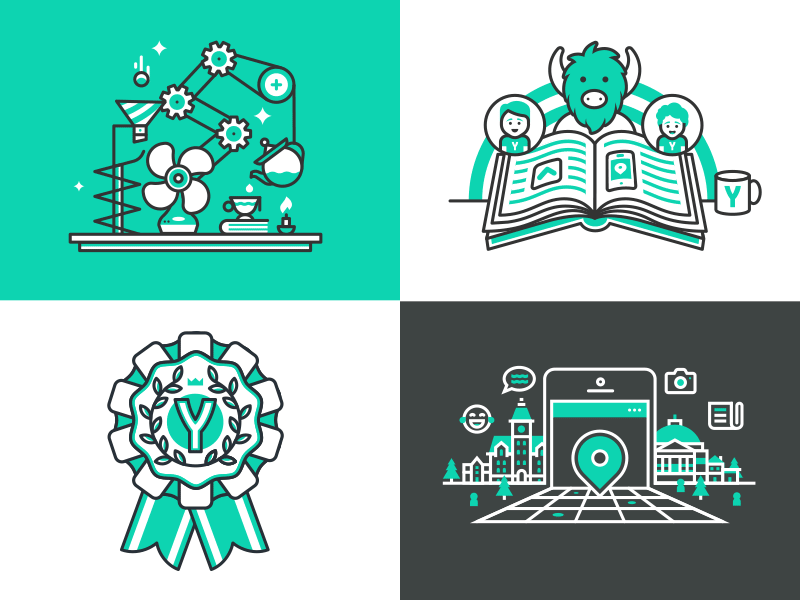 Yik Yak site illustrations icons illustration line story web