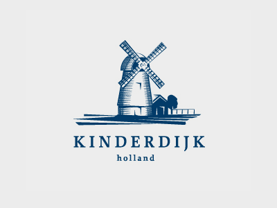 Logo Kinderdijk Holland blue dutch holland logo render the nederlands windmill