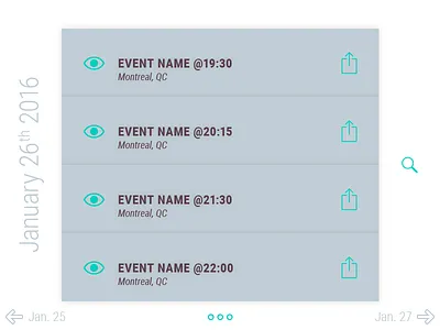 Daily UI 070 - Event Listing 070 calendar daily ui dailyui day event interface listing ui