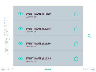 Daily UI 070 - Event Listing 070 calendar daily ui dailyui day event interface listing ui