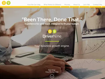 Driver Nine Landing Section design ui